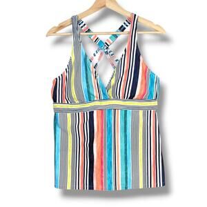 Next Striped Tankini Swimsuit Swim Top bra size 36B / 36C Blue Multi Stripes